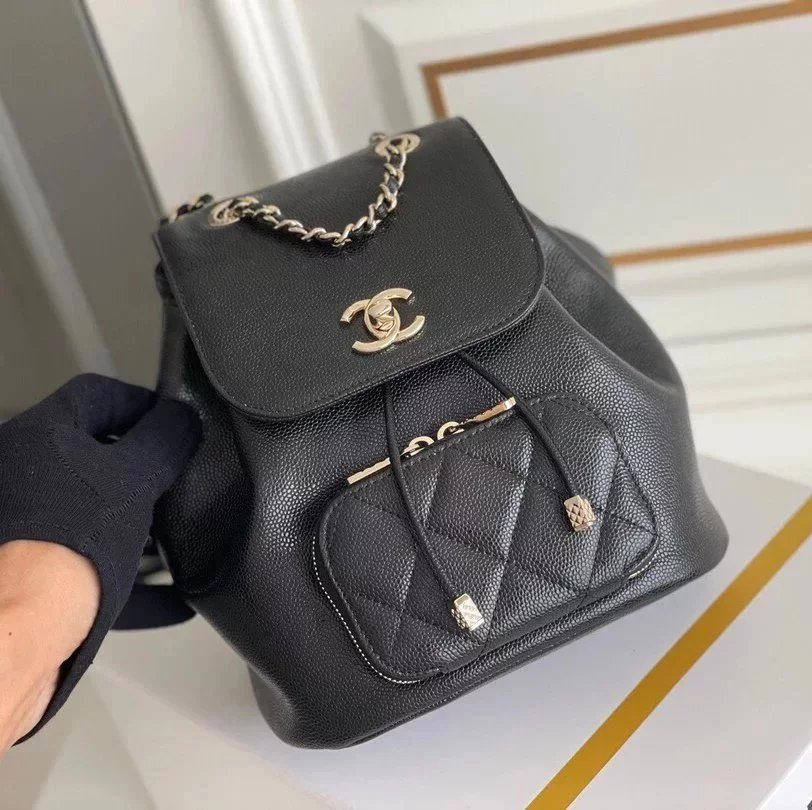 Chanel Backpack Bag Top version 【Original Factory**】New Lychee Leather Backpackage Affinity22B Latest Drawstring Backpack Recommended Women's Handbag Shoulder Bag Backpack