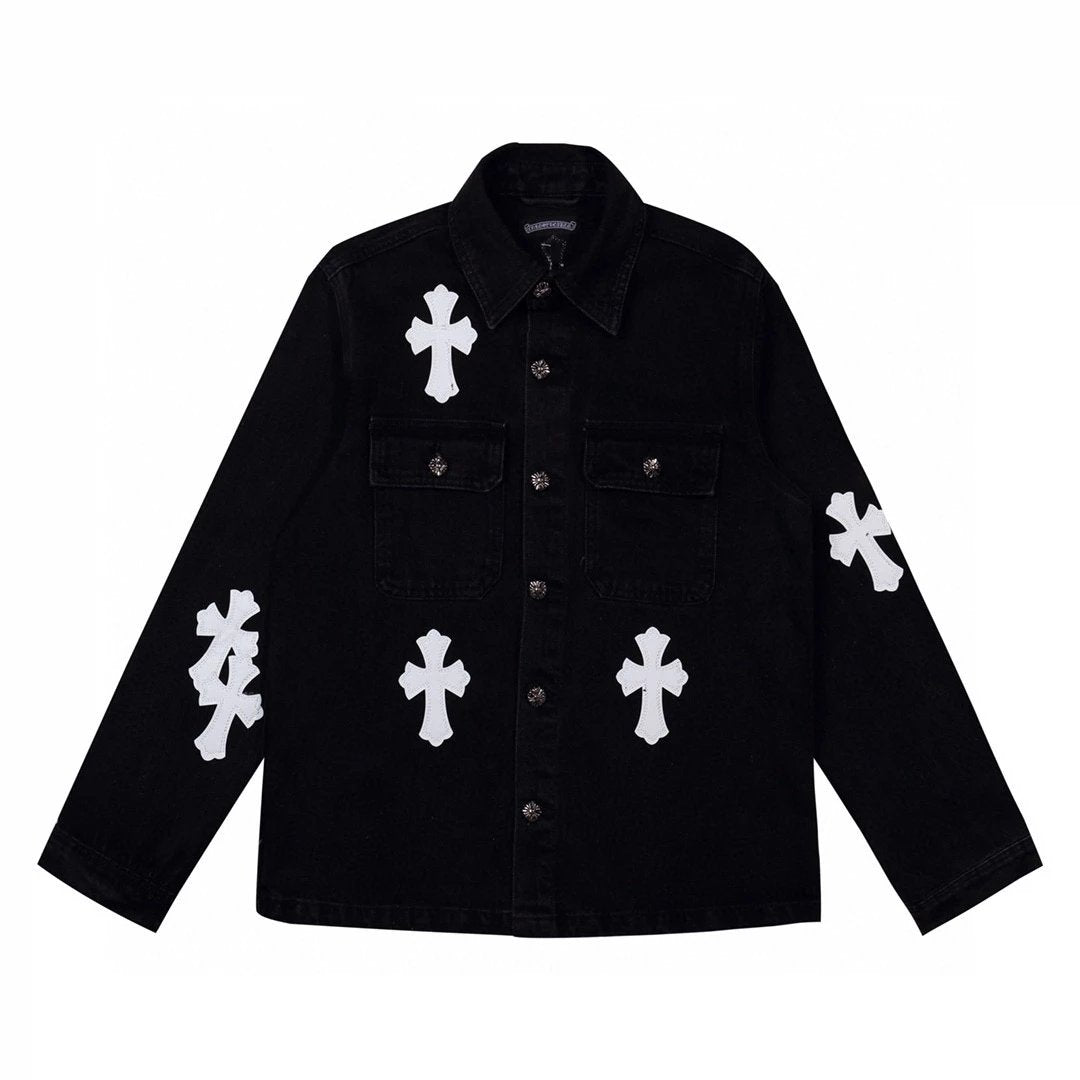 Chrome Hearts Jackets Top Version Counter Same Style Letter Embroidery Men's Trendy Loose Trendy Casual Women's Denim Jacket Jacket