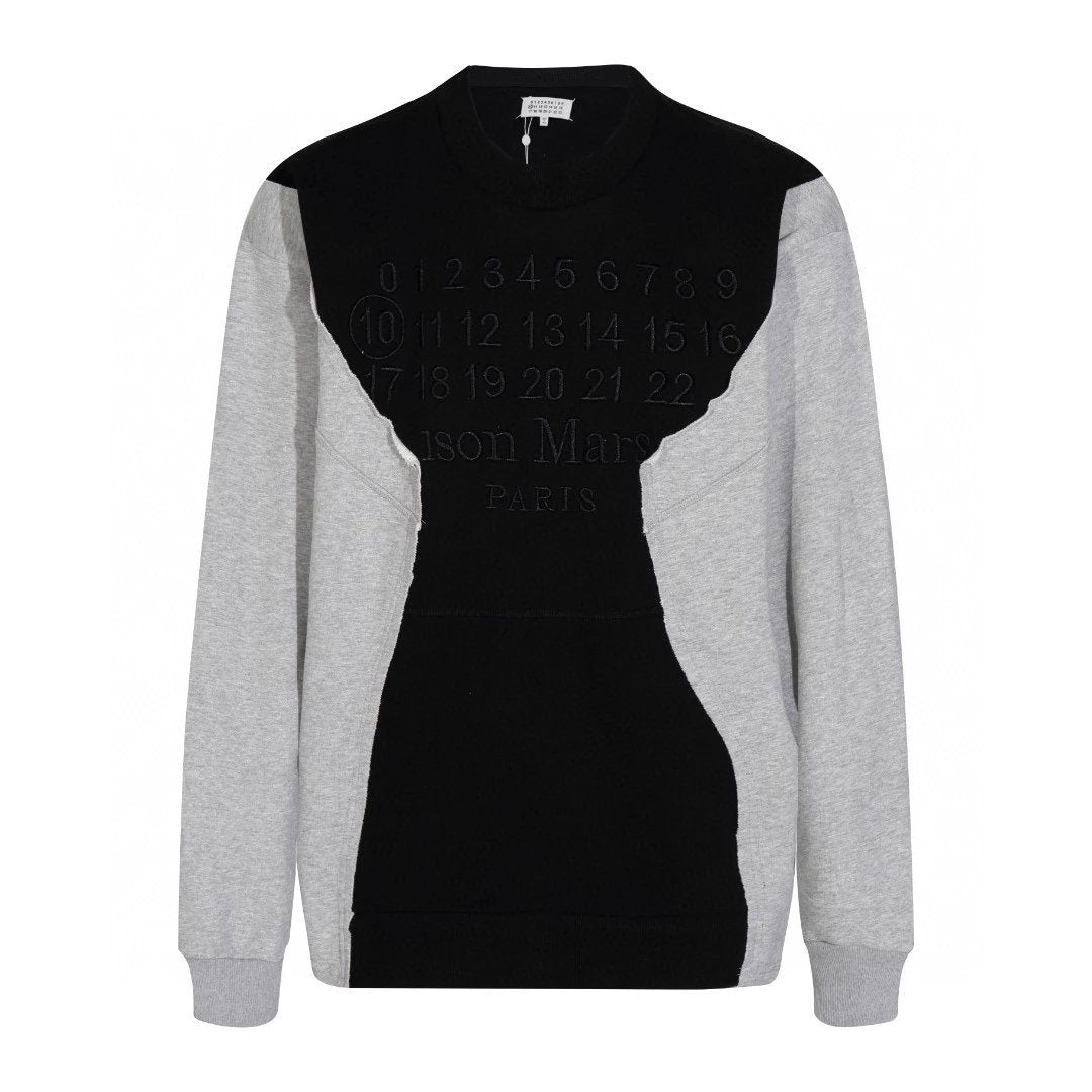 Maison Margiela Hoodie Top Version Style New Embroidery Letter Splicing Loose round Neck Sweater for Men and Women