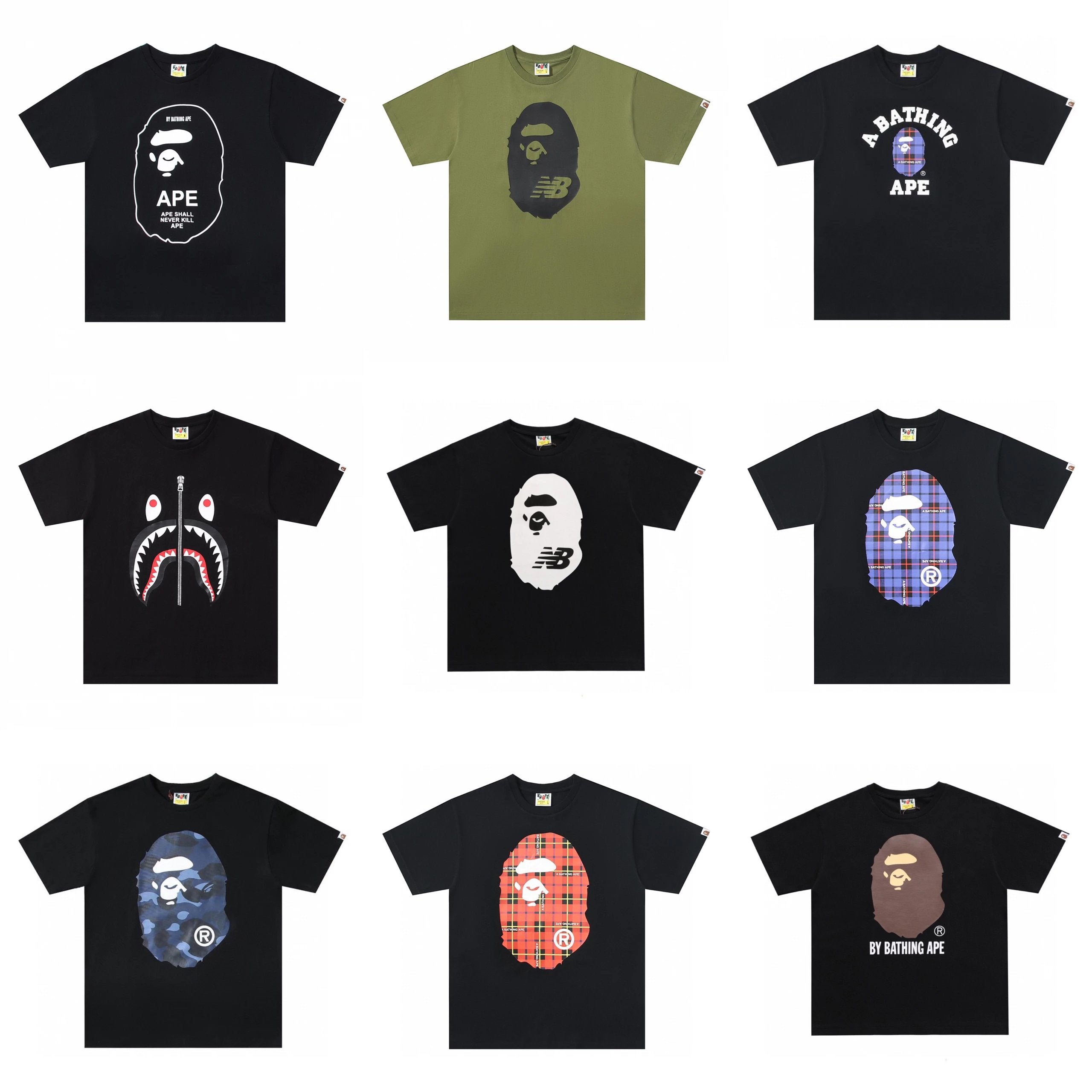 Bape T-shirt Top Version Fashion Brand Small Icon Embroidered Men's and Women's Short Sleeve T T-shirt Couple Cotton Printed round Neck Half Sleeve