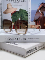 Hermes Sunglasses Square Frame Sunglasses Slimming No Prescription UV Protection Women Driving Beach Fishing25ss New Sports Casual Versatile