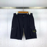 Stone Island Overalls Supply Spring and Summer New Side Seam Label Pocket Washed Casual Cargo Shorts Loose Solid Color Cropped Pants