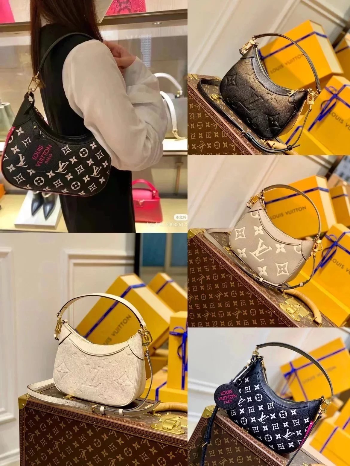 Louis Vuitton LV Women's Bag Top version 22New Inspection-Free Version M46002Black M46099Milky White M46112Gray Embossed M46091BAGATELLE Women's Moon Bag Croissant Handbag Backpack Shoulder Bag Messenger Bag Women's Underarm Bag Baguette Bag Women's Bag