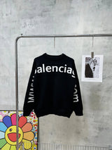Balenciaga Sweater Website Letter Knit Crew Neck Sweater700Kegao Heavyweight Casual Loose Fit Versatile Pullover Sweater os Unisex Style24ss Autumn and Winter New Products