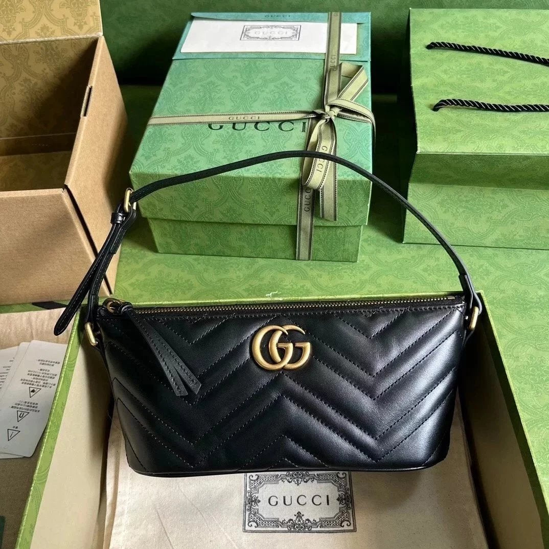 Gucci Women's Bag Top version 【**Version】2023New Marmont Series Quilted Backpack Underarm Bag Ma Meng Underarm Bag Handbag Storage Bag Mobile Phone Bag Marmont Ma Meng Series Handbag739166