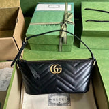 Gucci Women's Bag Top version 【**Version】2023New Marmont Series Quilted Backpack Underarm Bag Ma Meng Underarm Bag Handbag Storage Bag Mobile Phone Bag Marmont Ma Meng Series Handbag739166