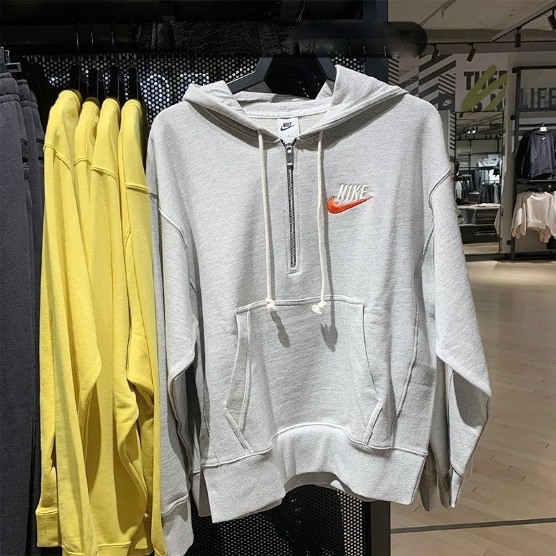 Nike Spring and Autumn New Men's and Women's Coats Half Zipper Loose Sports and Leisure Couple Hooded Sweater DM5280