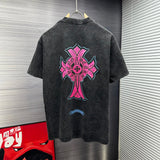 Chrome Hearts T-shirt Backside Print logo round Neck Short Sleeve25ss New pure cotton T Unisex T-Shirt OS Drop Shoulder Loose Fit Base Shirt Top T-Shirt Short Sleeve