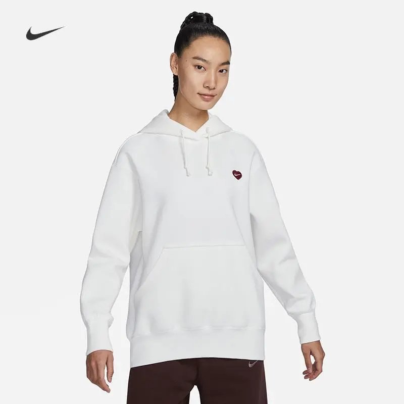 Nike 女子 Jackets 卫衣宽松休闲针织爱心情人节连帽上衣套头衫春FD9932