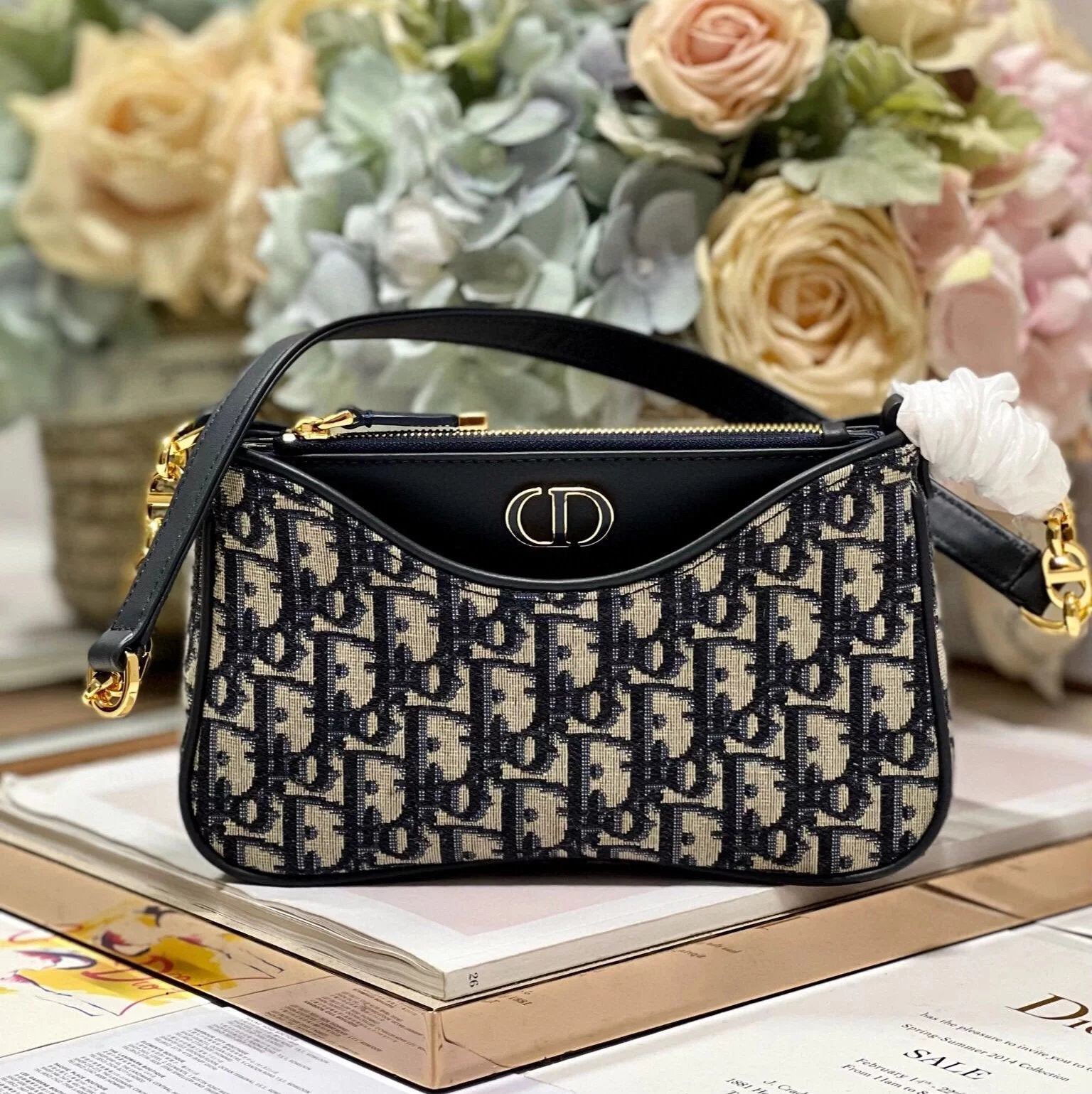 Dior Women's Bag Top version 【】D Classic Presbyopic2023New hoboAvenue Three-in-One Underarm Bag Mini Chain Bag Shoulder Messenger Bag Women's Bag