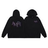 Amiri Hoodie 2024Autumn and Winter New Purple Letters Printed Hoodie Couple Men and Women Same Style