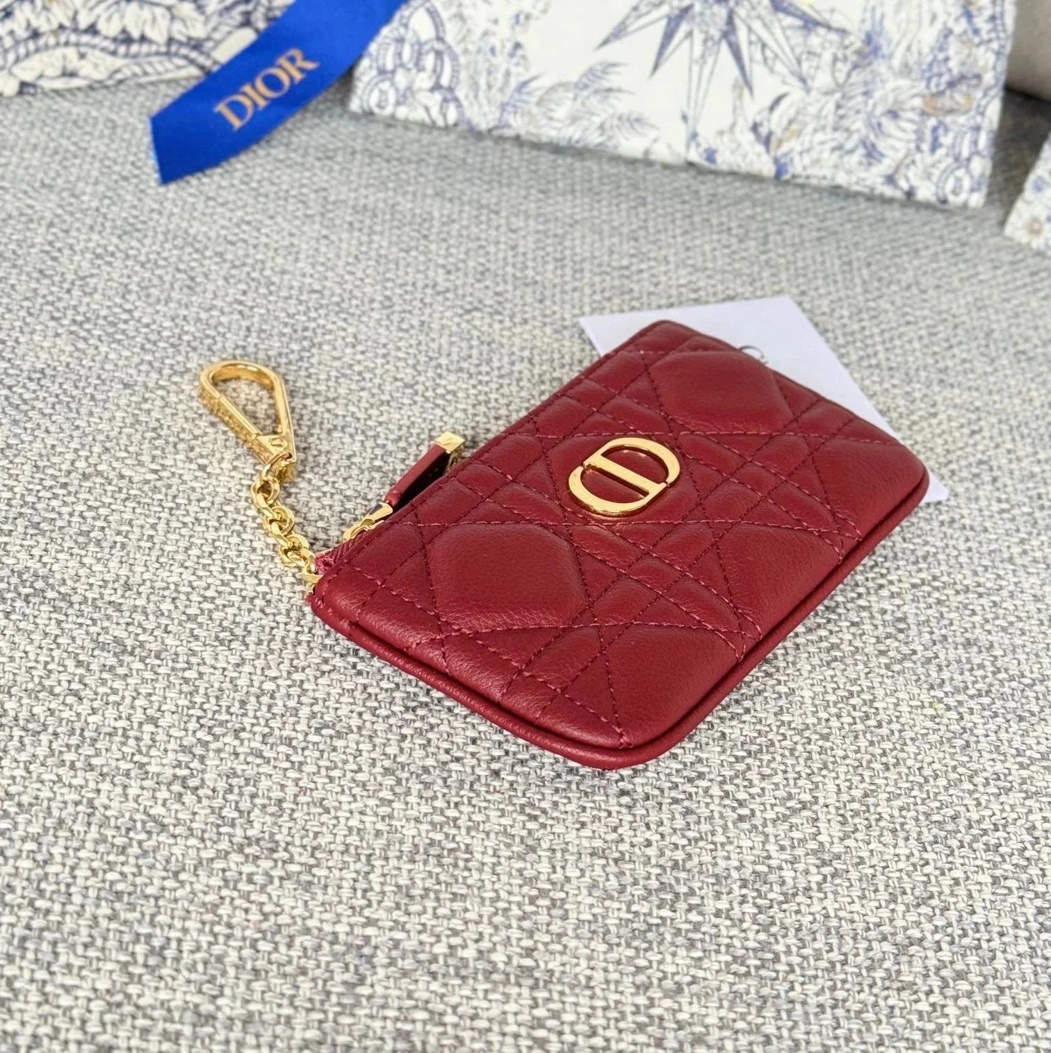 Dior Women's Bag Top version 【Original Version】Caro Card Clamp Spring and Summer New Men's and Women's Card Holder Coin Pocket Coin Bag Zipper Small Bag Card Holder Men's and Women's Bags