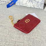 Dior Women's Bag Top version 【Original Version】Caro Card Clamp Spring and Summer New Men's and Women's Card Holder Coin Pocket Coin Bag Zipper Small Bag Card Holder Men's and Women's Bags