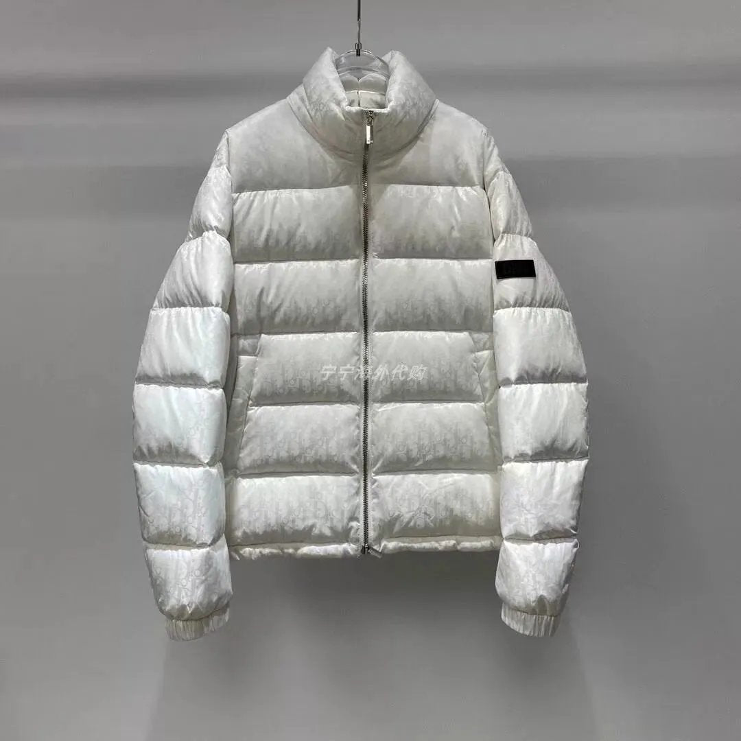 Dior Clothing New Dark Pattern Presbyopic over Printed Letters logo Hooded down Jacket Stand-up Collar Cotton-Padded Coat Coat