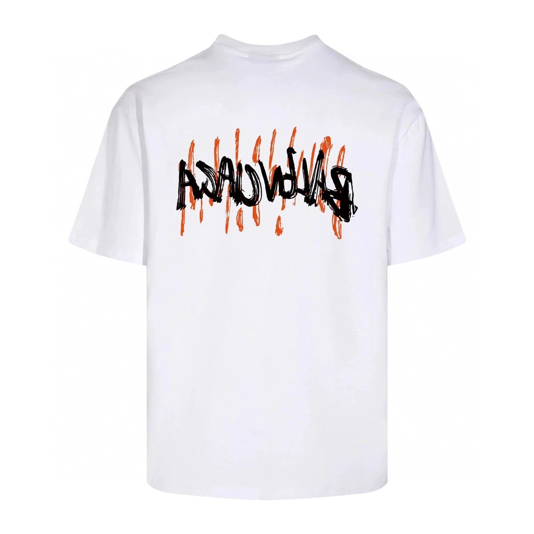 Balenciaga T-shirt Front and Back Hand-painted Letter Print logo round Neck Short Sleeve25ss New Pure Cotton Unisex Style T T-shirt OS Loose Fit Base Shirt Half Sleeve T-Shirt Top Half Sleeve
