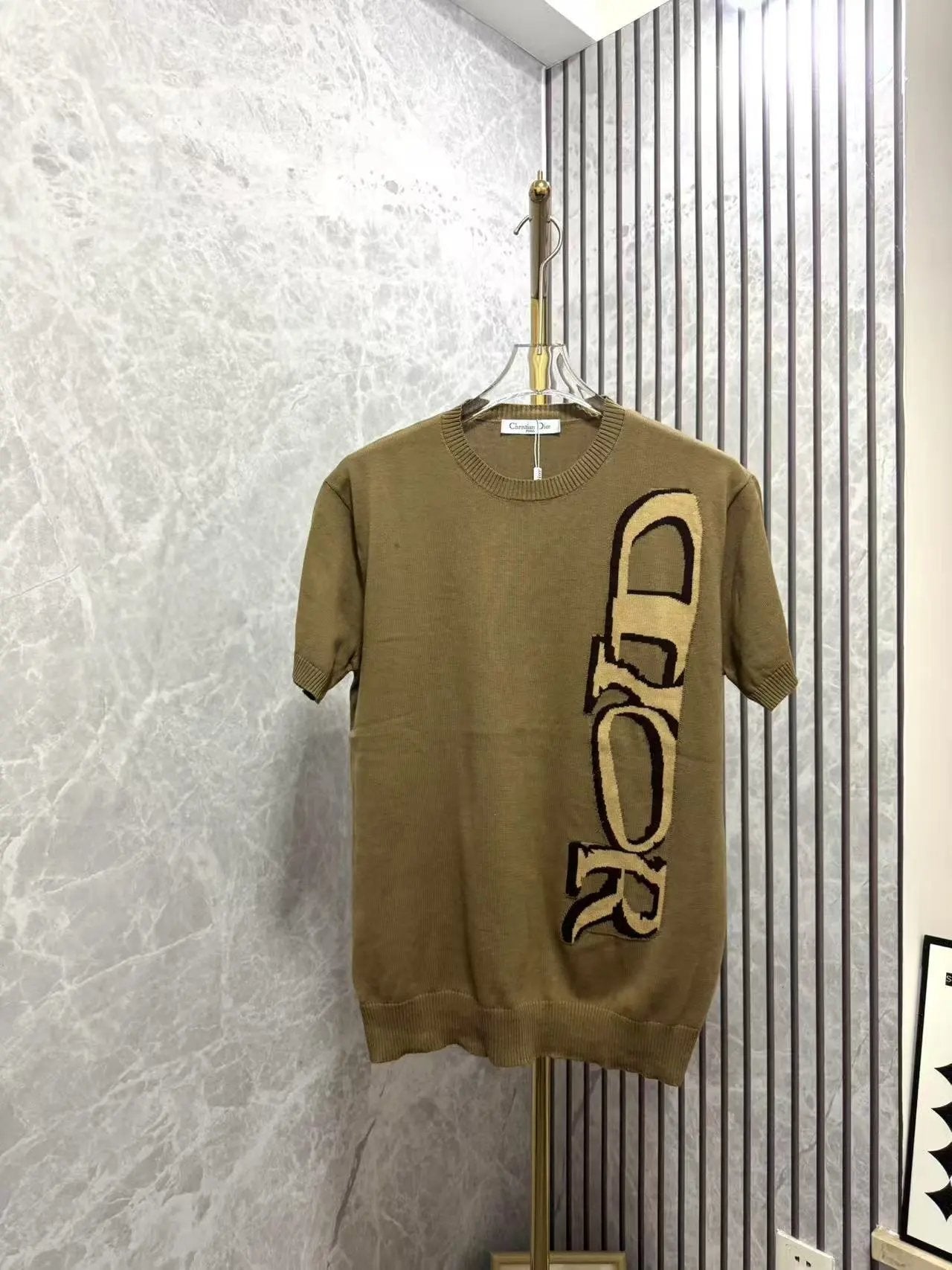 Dior T-shirt Classic Large Letter Knit logo round Neck Short Sleeve25ss New pure cotton T Unisex T-Shirt OS Loose Fit Base Shirt Top Half Sleeve T-Shirt