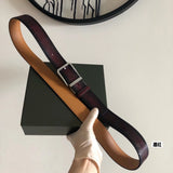 Berluti Belt Top version Original Single Men's New High-End Double-Sided Belt Waist Belt Pure Steel Rotating Pin Buckle Buckle Double-Sided Two-Color Totem Carving Carved Genuine Leather35mm Full Package Belt Men
