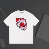 Gucci T-shirt Cartoon Letter Print on Chest logo round Neck Short Sleeve25ss New pure cotton T Unisex T-Shirt OS Drop Shoulder Loose Fit Base Shirt Top T-Shirt Short Sleeve