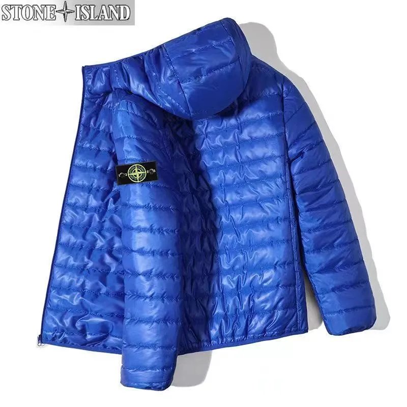 Stone Island Down Jacket/Vest Trendy Brand Lightweight Cotton-Padded Jacket Men's Short Hood2024Autumn and Winter New Slim All-Matching Warm Coat