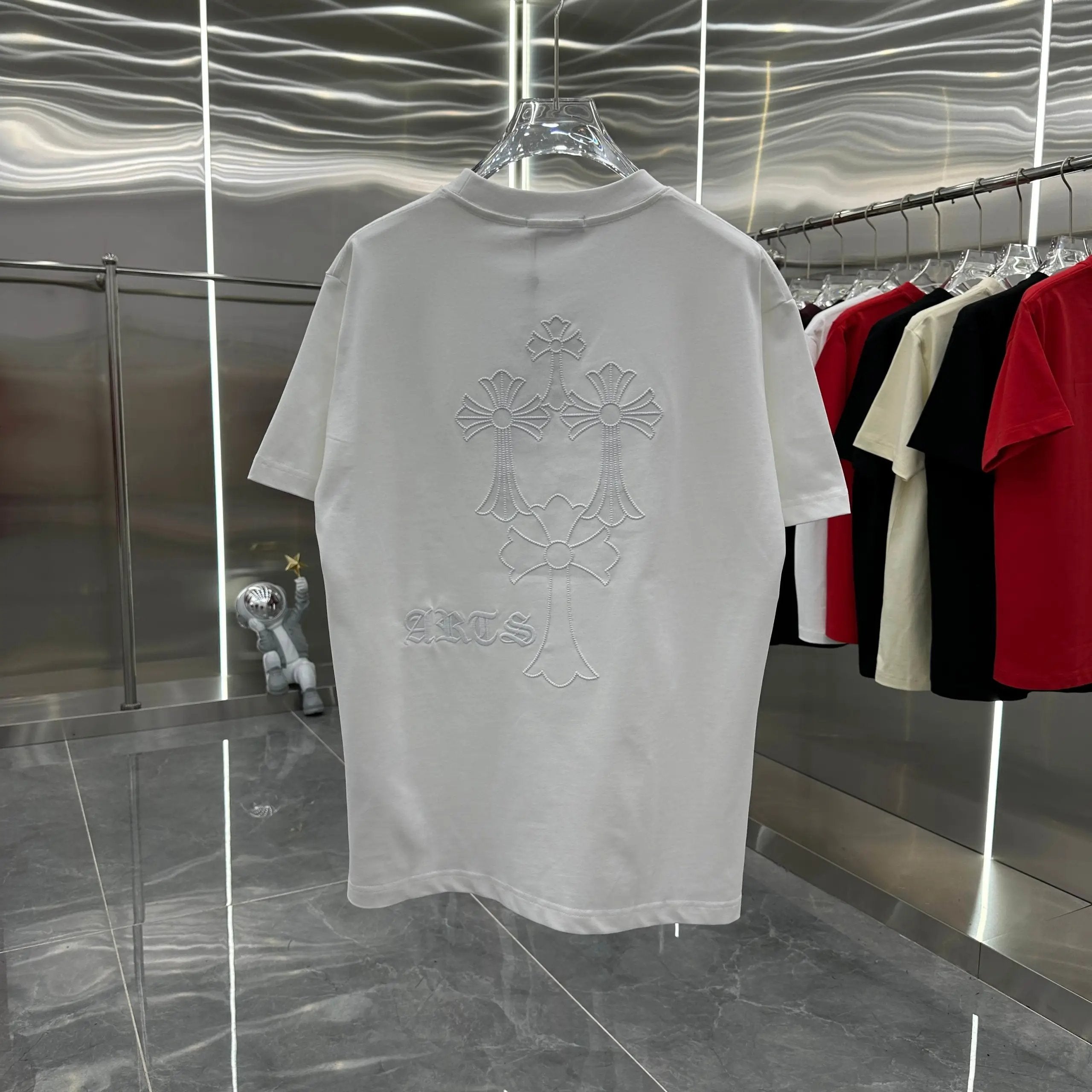 Chrome Hearts T-shirt Horseshoe Embroidery logo round Neck Short Sleeve25ss New Pure Cotton Unisex Style T T-shirt OS Loose Fit Base Shirt Top Half Sleeve T-Shirt