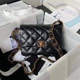 Chanel Women's Bag Top version 【**Original Factory】l23K Vintage Crumpled Square Bag Cow Leather Wide Shoulder Strap Shoulder Bag23k Fang Fat Man Thick Shoulder Strap Square Bag Messenger Bag AS4423