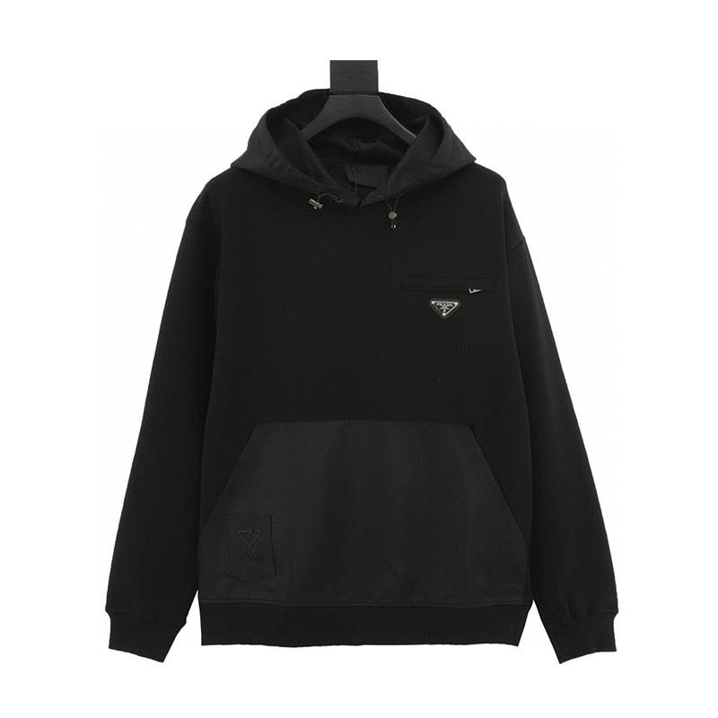 PRADA Hoodie  Nylon Patchwork Hoodie Same Style for Men and Women