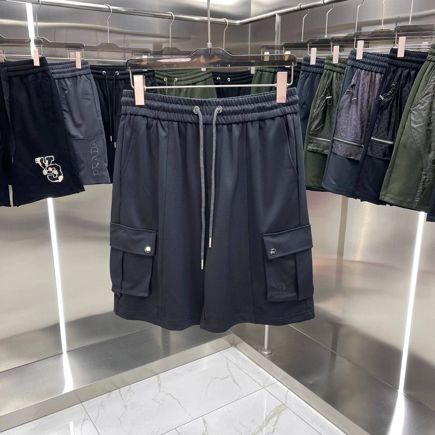 Balenciaga Shorts Front Pocket Letter logo Five-point Shorts25ss New Drawstring Casual Summer Pants5Two-in-One Casual Sweatpants for Men and Women, Pure Cotton Joggers