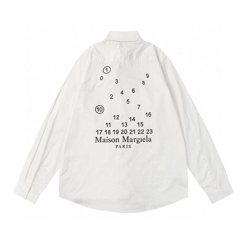 Maison Margiela Shirt Top Version Autumn Style Beautiful Stitching Digital Printing Men's and Women's Long Sleeves Shirt Special-Interest Fashion Brand Shirt