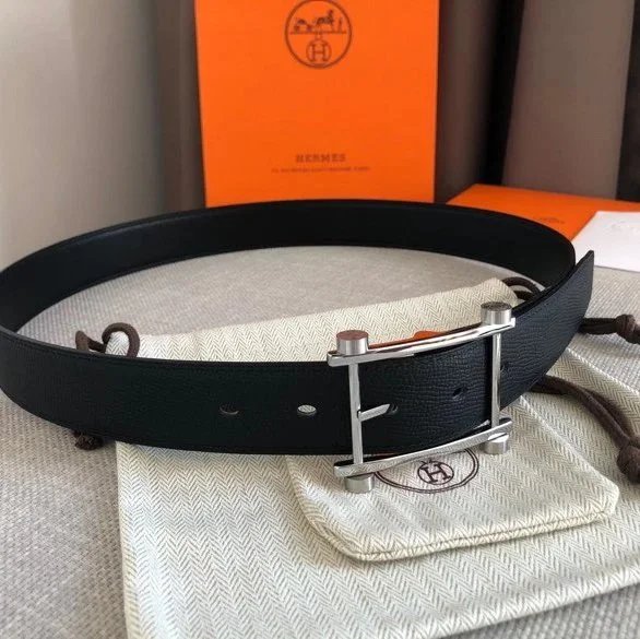 Hermes Belt Top version Double-Sided Imported First Layer Cowhide Double-Sided Belt Leather Unisex Belt Business Casual All-Match Pant Belt3.2Centimeter Wide