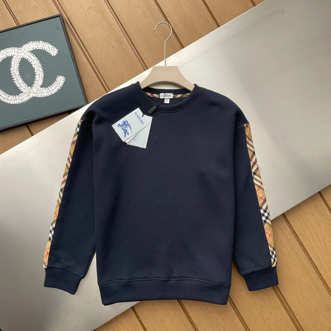 Burberry Hoodie Plaid Sleeve Patchwork Crewneck Sweatshirt Crewneck Sweatshirt Pullover Long Sleeve Base Shirt Jacket Top Unisex Sports Casual OS Loose fit