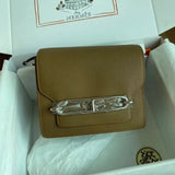 Hermes women's bag Top version Customized Real Shot Small Square Bag Pig Nose Bags Roulis19CMevercolor Leather Pig-Shaped Bun Gold Buckle Silver Buckle Flap Shoulder Messenger Bag Yang Mi Same Style Women Bag