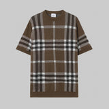 Burberry T-shirt Allover Plaid Pattern logo Knitted Crew Neck Short Sleeve25ss New pure cotton T Unisex T-Shirt OS Loose Fit Base Shirt Top Half Sleeve T-Shirt