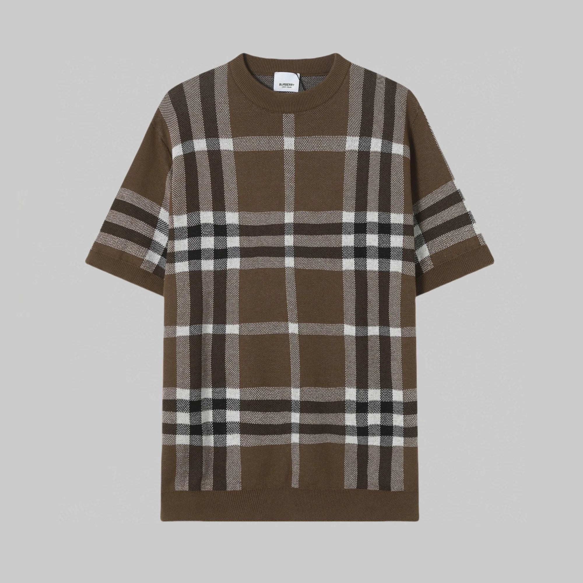 Burberry T-shirt Allover Plaid Pattern logo Knitted Crew Neck Short Sleeve25ss New pure cotton T Unisex T-Shirt OS Loose Fit Base Shirt Top Half Sleeve T-Shirt