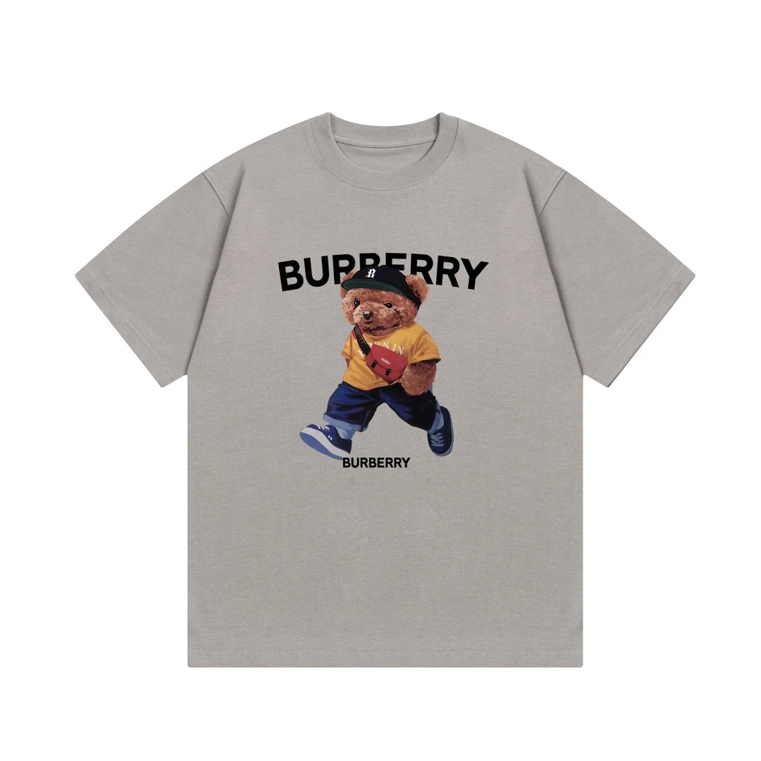Burberry T-shirt Chest Bear Letter Print logo round Neck Short Sleeve25ss New Pure Cotton Unisex Style T T-shirt OS Loose Fit Base Shirt Top Half Sleeve T-Shirt