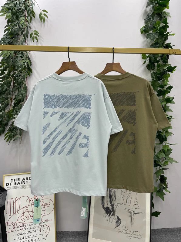 OFF-White T-shirt Top Version Counter Same Style Cotton Short Sleeve T T-shirt Men's and Women's Loose Summer Base Casual Half Sleeve