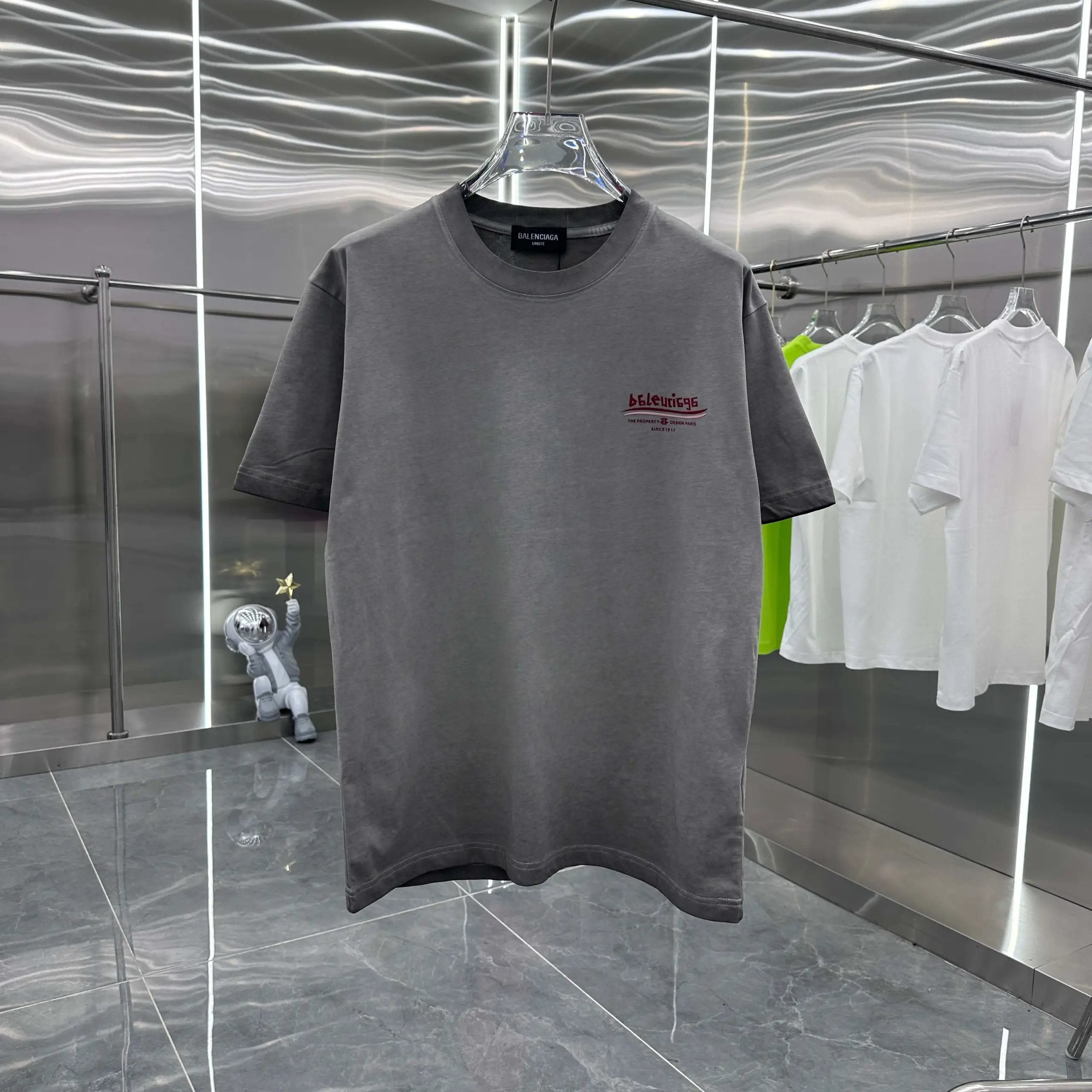 Balenciaga T-shirt Front and Rear Letter Printing logo round Neck Short Sleeve25ss New Pure Cotton Unisex Style T Casual T-Shirt Base Layer Shirt OS Loose Fit Half Sleeve Top Plus Size