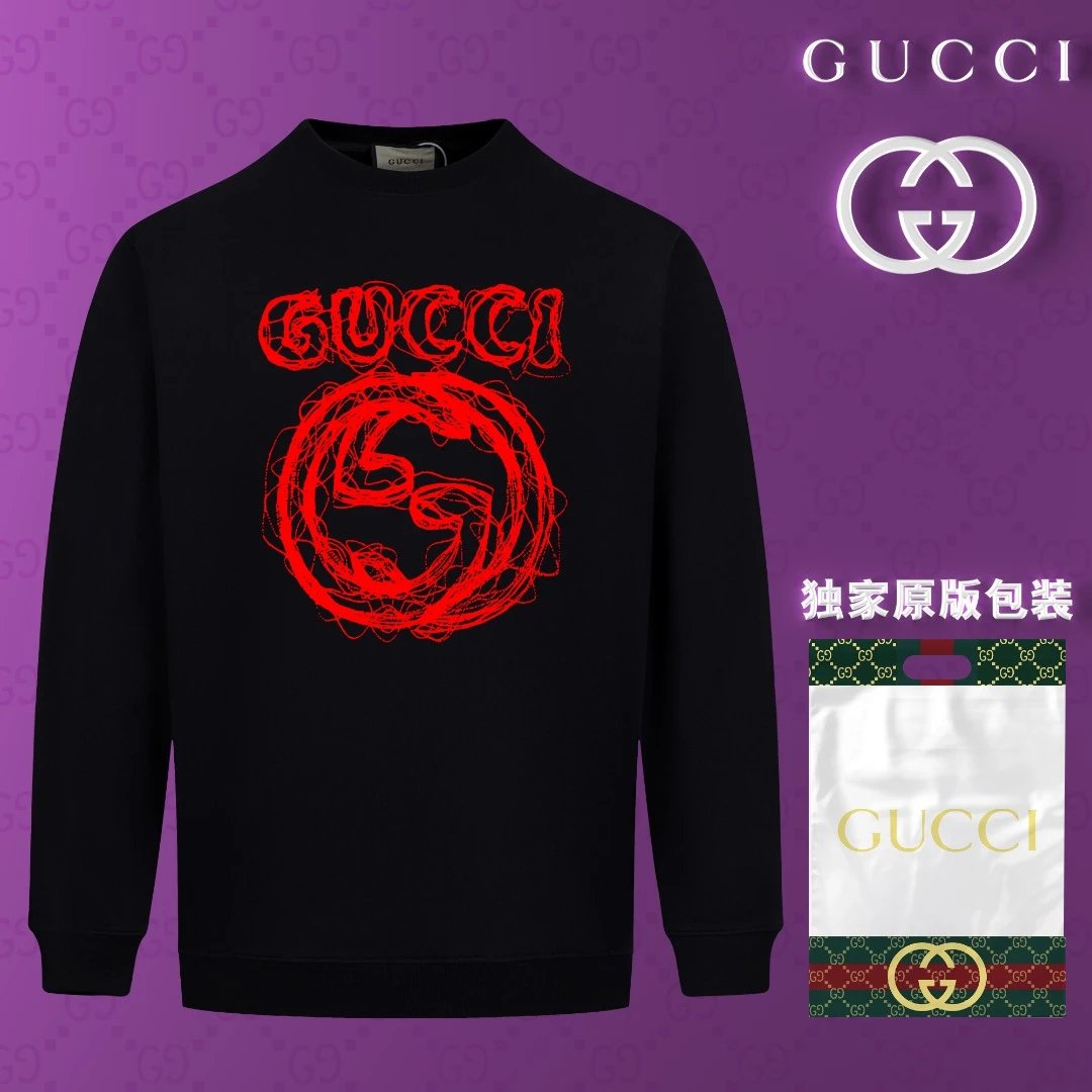 Gucci Hoodie 3DLOGO Printed Crew Neck Sweatshirt Pullover Long Sleeve OS Loose Fit Base Shirt Top Unisex Sports Casual