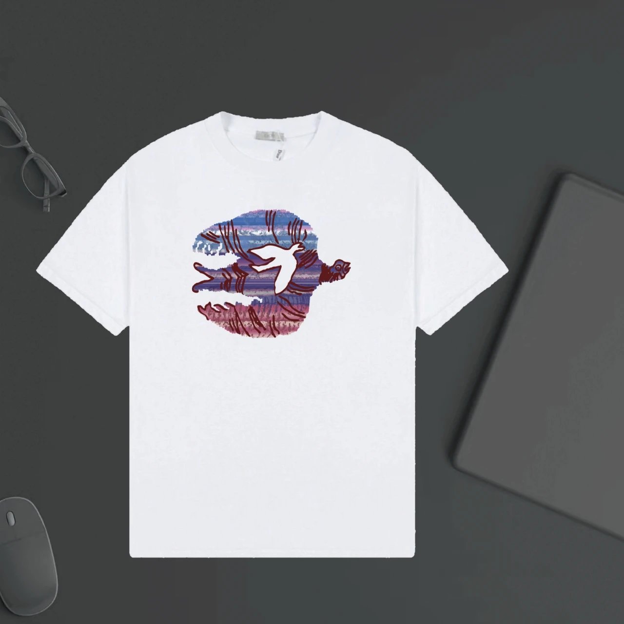 Dior T-shirt Chest Bird Pattern Print logo round Neck Short Sleeve25ss New pure cotton T Unisex T-Shirt OS Loose Fit Base Shirt Top Half Sleeve T-Shirt
