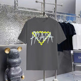 PRADA T-shirt Front Chest Wave Triangle Print logo round Neck Short Sleeve25ss New pure cotton T Unisex T-Shirt OS Drop Shoulder Loose Fit Base Shirt Top T-Shirt Short Sleeve