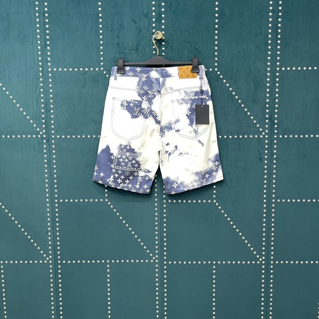 Louis Vuitton LV Shorts Cashew Flower Tie-Dye logo Five-point Shorts25ss New Drawstring Casual Summer Pants5Two-in-One Casual Sweatpants for Men and Women, Pure Cotton B Sweatpants