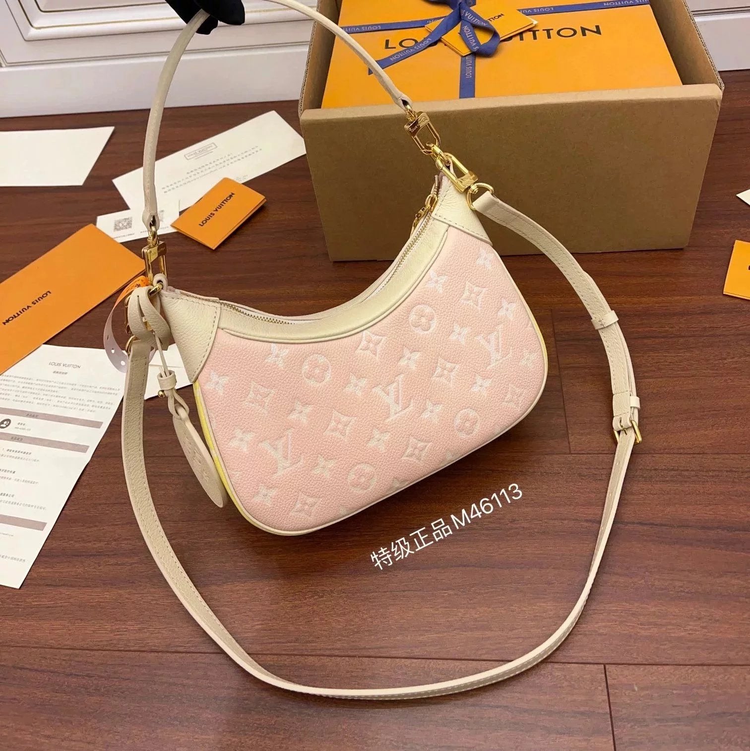 Louis Vuitton LV Women's Bag Top version 22New Bagatelle Handbag Full Leather Moon Bag Underarm Bag Vintage Bag Croissant Shoulder Messenger Bag Handle Handbag M46091M46113