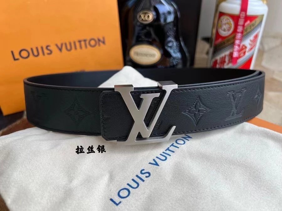 Louis Vuitton LV Belt Top version 【Counter Quality】The Most New Belt4.0cm Men's Belt Metal Buckle Men's Leather Belt with Classic Presbyopic Checkerboard Plaid Belt！Positive Trade Company Product Japanese Orders！Non-Market General Imitation，With Genuine G