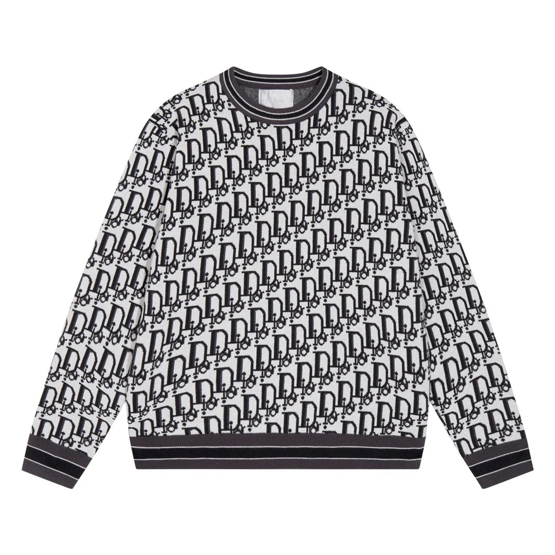 Dior Sweater Round Neck Sweater Long Sleeve Thickened Lazy Style Unisex Loose Knit Top Coat Versatile Casual Wearable Inside and Outside