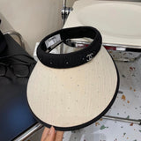 Chanel Hat Hat High Quality2024Summer Heavy Craft Light Diamond Series Topless Hat