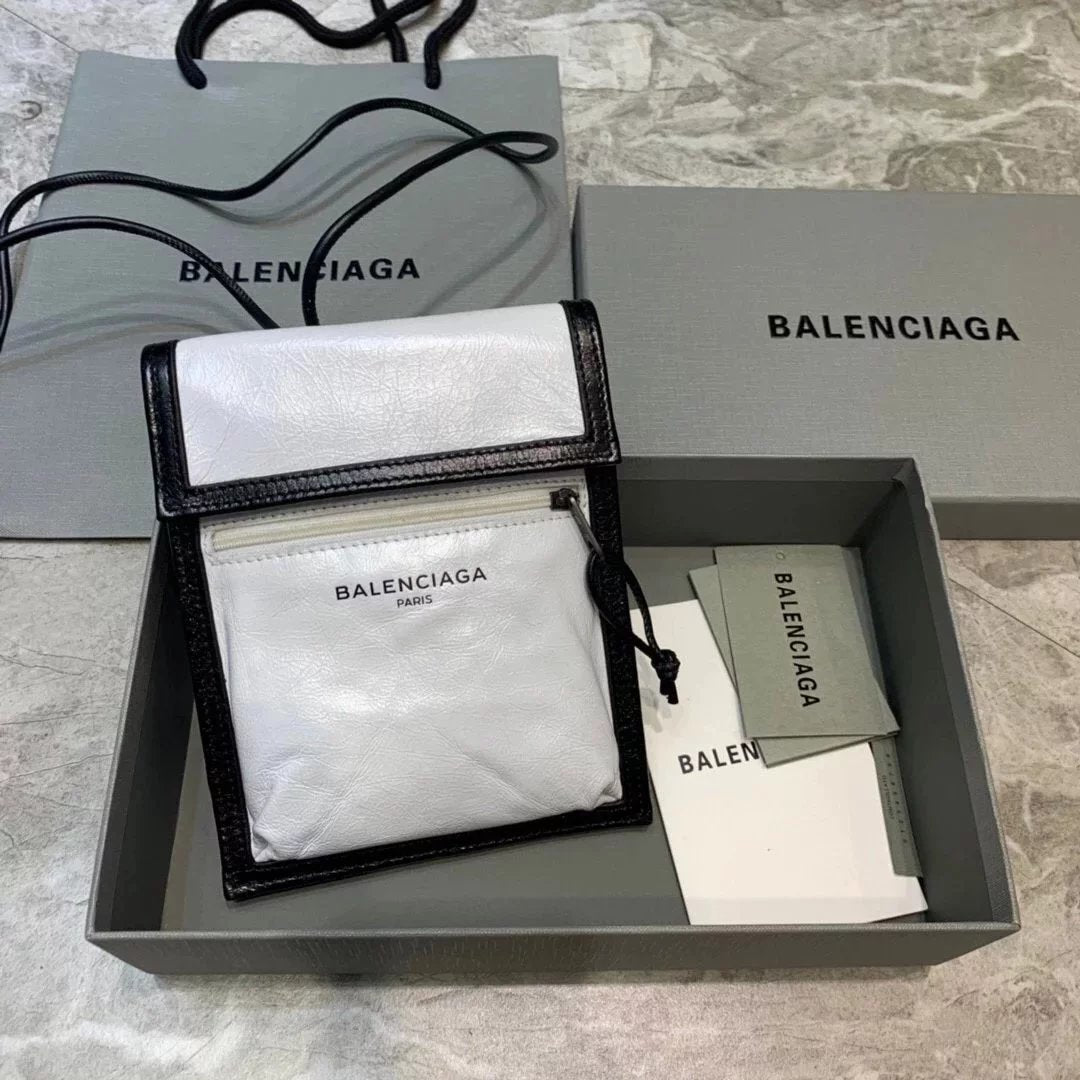 Balenciaga Bag Top version Mobile Phone Bag Pleated Oil Wax Leather Men's Bag nano Mini Bag Graffiti Leather Packet Coin Pocket Shoulder Messenger Bag Lover's Bag Unisex Letters Printed Bag Han Huohuo Same Style Women Bag