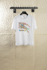 Burberry T-shirt Embroidery on the chest logo round Neck Short Sleeve25ss New Pure Cotton Unisex Style T Casual T-Shirt Base Layer Shirt OS Loose Fit Half Sleeve Top Plus Size