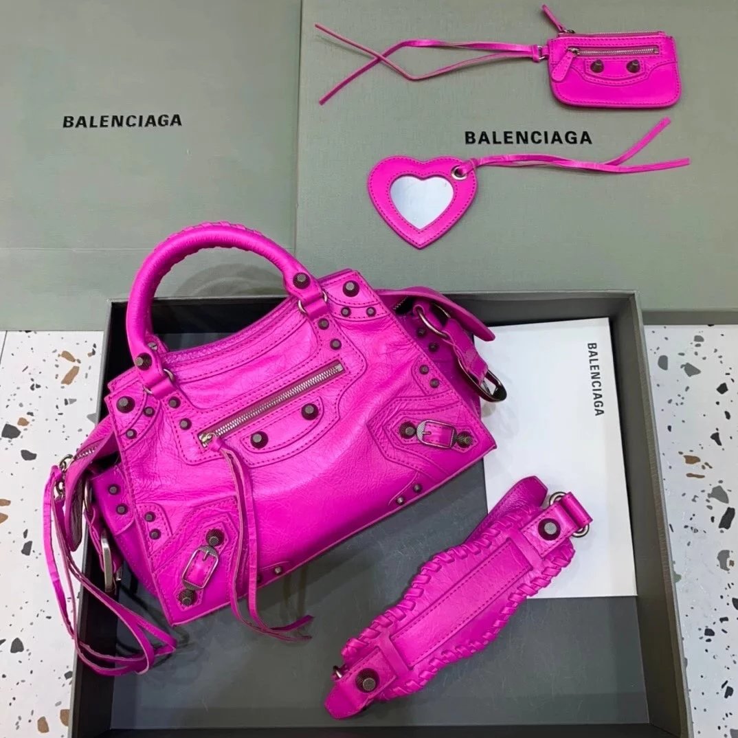 Balenciaga Bag Top version 【High Version Surrogate Shopping】2022New Latest Neocagole Motorcycle Bag Oil Wax Leather Genuine Leather Bag Backpack Shoulder Bag Crossbody Bag Rivet Diamond Motorcycle Bag Handbag Tote Bag