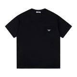 PRADA T-shirt Chest Triangle Mark logo round Neck Short Sleeve25ss New pure cotton T Unisex T-Shirt OS Drop Shoulder Loose Fit Base Shirt Top T-Shirt Short Sleeve