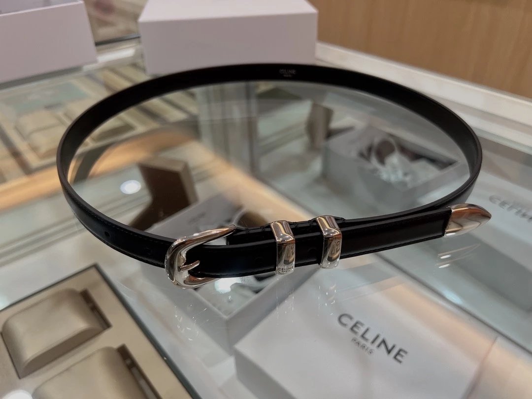 Celine Belt Top version Original Single-Grade Original Leather in Stock Arc De Triomphe Belt Wide Version1.8Women's Belt Surrogate Shopping Level Belt Pure Brass Imported Old Hardware CC Belt Calfskin Belt SF Express Delivery Brown Black Belt