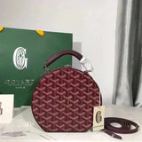 Goyard Bag Top version [Original Leather]Home Classic Alto Handbag round Box Bag Hat Box Bag Presbyopic round Pie Bag Men's and Women's Same Style One Shoulder Bag Messenger Bag Couple Women's Bag